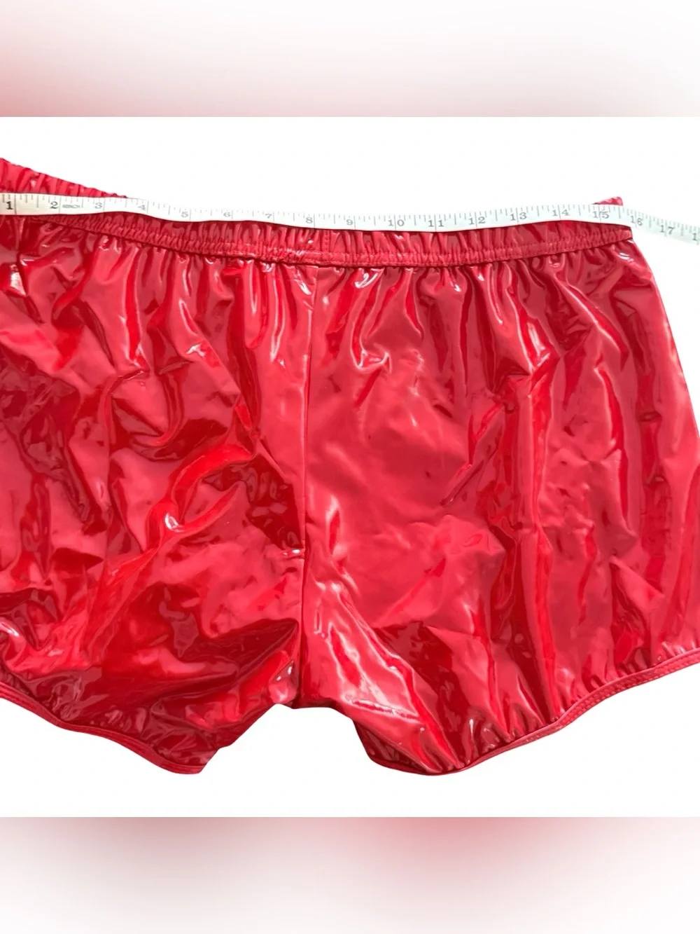 Red Glossy High‑Shine Shorts – S/M – Festival / Rave Wear